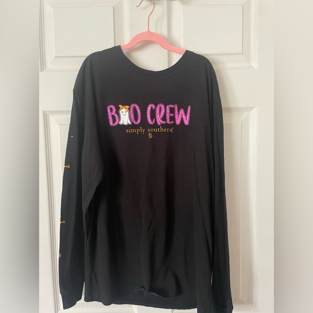 Simply Southern Black Boo Crew Long Sleeve Tee